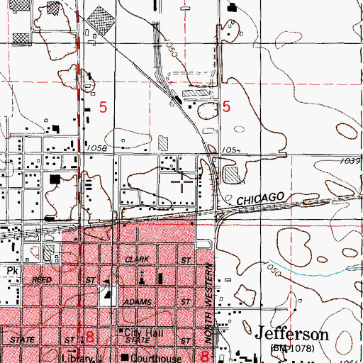 Topographic Map of Jefferson Water Plant, IA