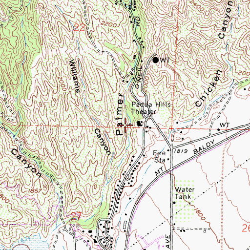 Topographic Map of Padua Hills Theater, CA