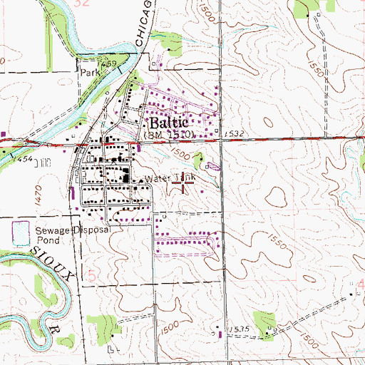Topographic Map of Baltic Middle School, SD
