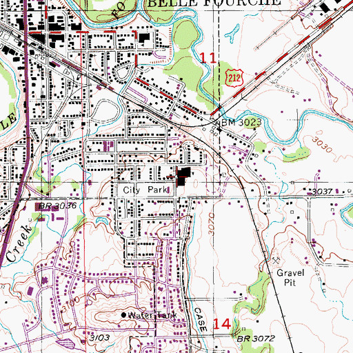 Topographic Map of Belle Fourche High School, SD
