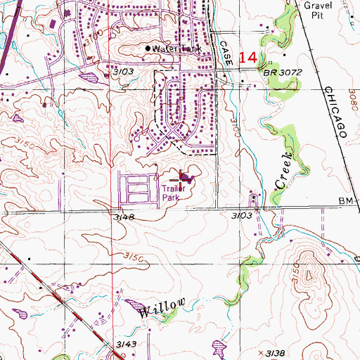 Topographic Map of Belle Fourche Middle School, SD