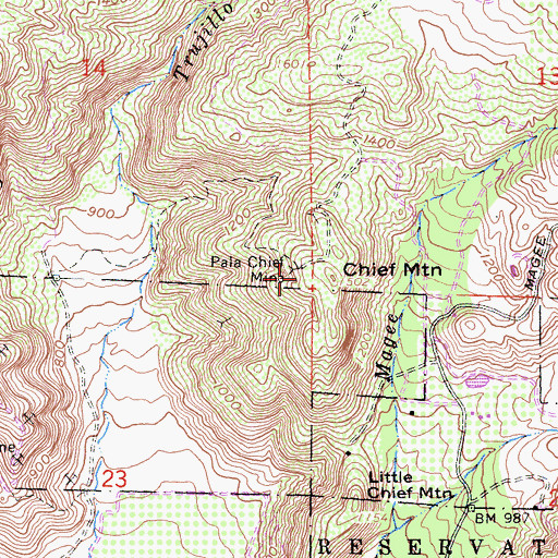 Topographic Map of Pala Chief Mine, CA