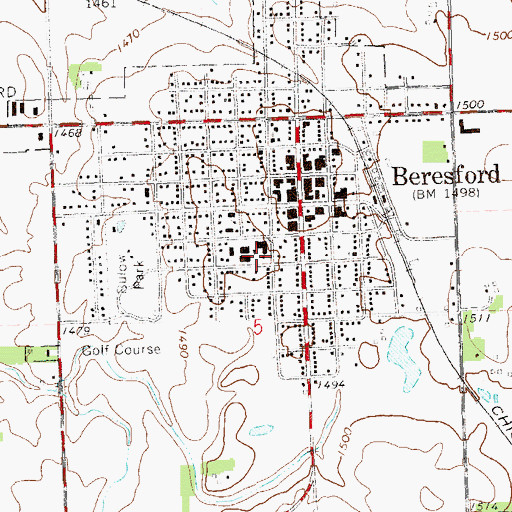 Topographic Map of Beresford Elementary School, SD