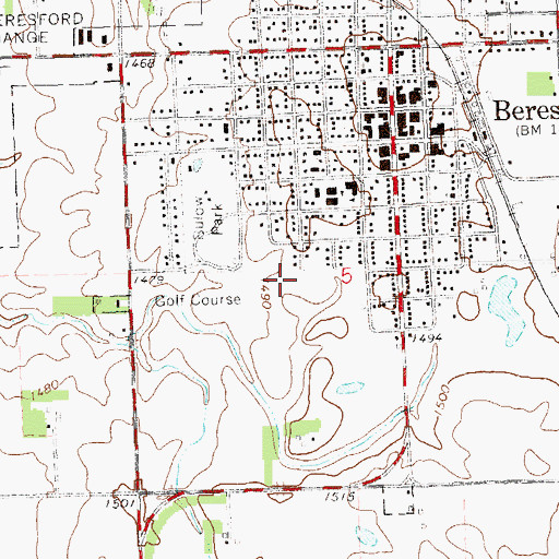 Topographic Map of Beresford High School, SD