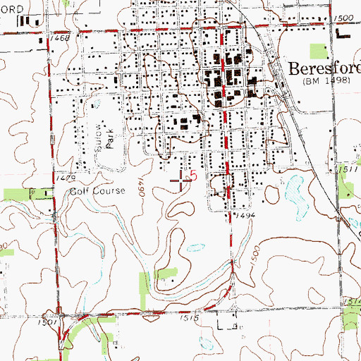 Topographic Map of Beresford Middle School, SD