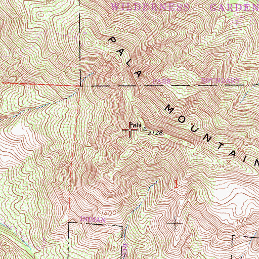 Topographic Map of Pala Mountain, CA