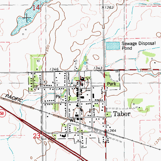 Topographic Map of Tabor Elementary School, SD