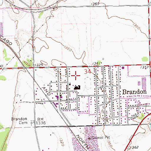 Topographic Map of Brandon Elementary School, SD