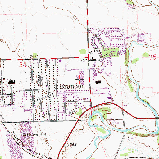 Topographic Map of Brandon Valley High School, SD
