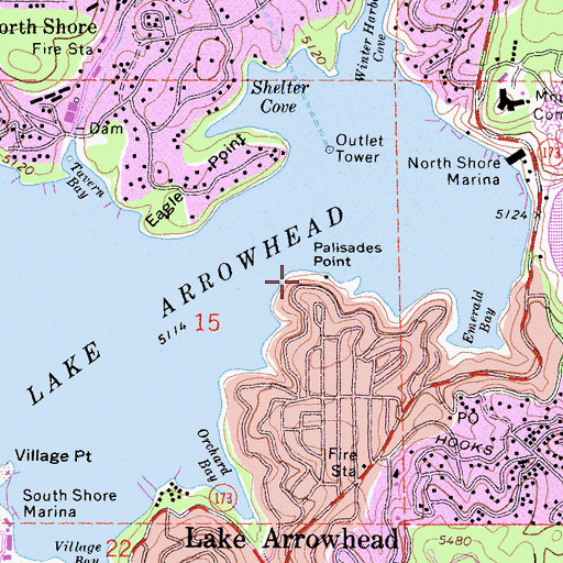 Topographic Map of Palisades Point, CA