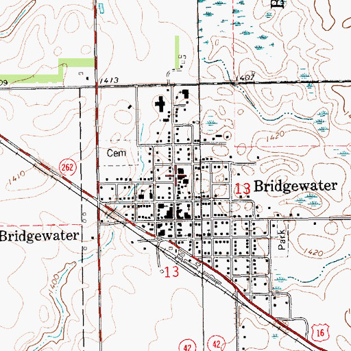 Topographic Map of Bridgewater Elementary School, SD