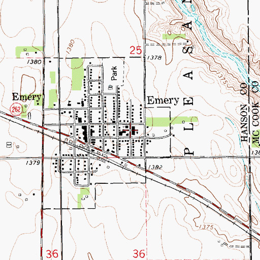 Topographic Map of Emery Elementary School, SD