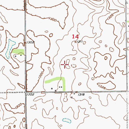 Topographic Map of Sunset Colony Elementary School, SD