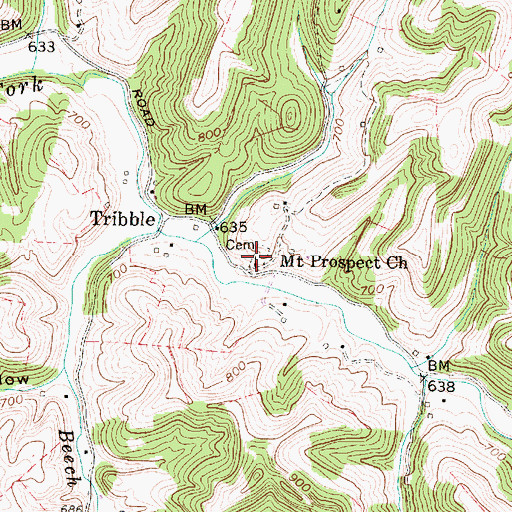 Topographic Map of Mount Prospect Cemetery, WV