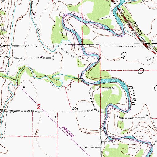 Topographic Map of Sandy Creek, OK