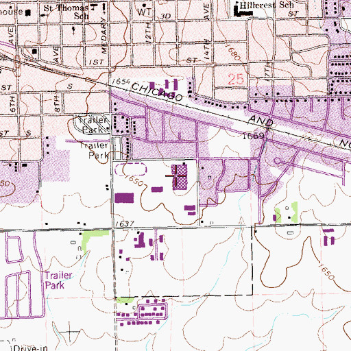 Topographic Map of Brookings High School, SD