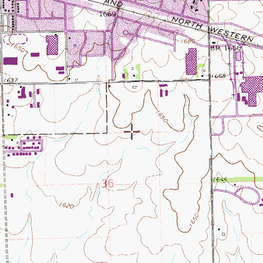 Topographic Map of G S Mickelson Middle School, SD