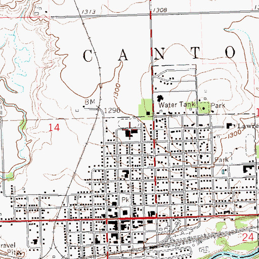 Topographic Map of Canton Middle School, SD