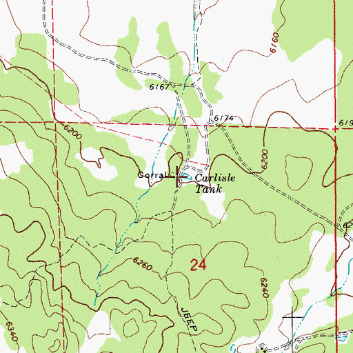 Topographic Map of Carlisle Tank, AZ