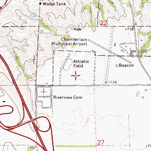 Topographic Map of Chamberlain High School, SD