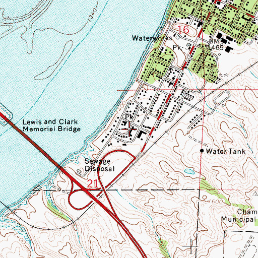 Topographic Map of Chamberlain Academy HIgh School, SD