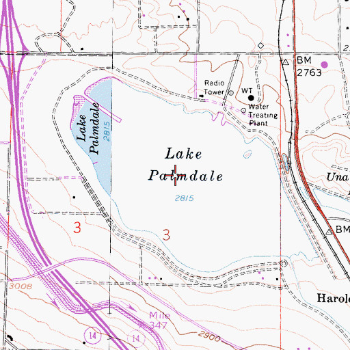 Topographic Map of Lake Palmdale, CA