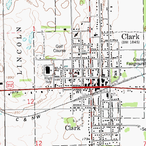 Topographic Map of Clark Elementary School, SD