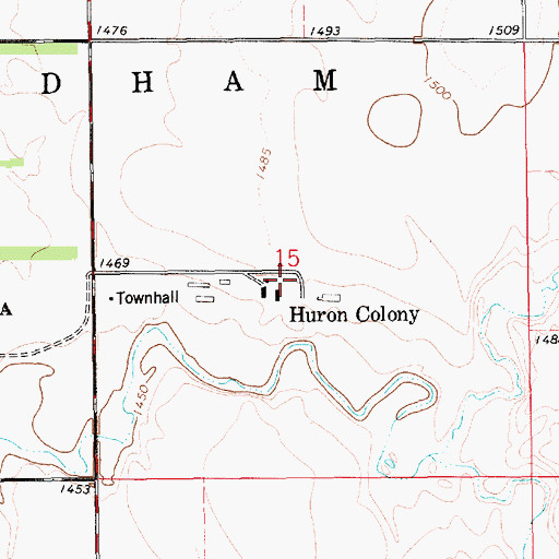Topographic Map of Fordham Colony Elementary School, SD