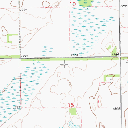 Topographic Map of Hillcrest Colony Elementary School, SD