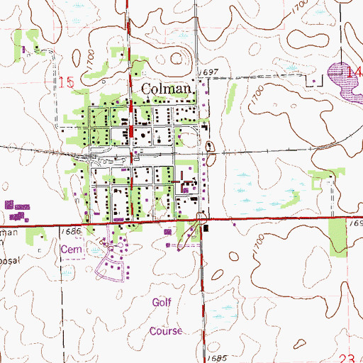 Topographic Map of Colman-Egan Junior High School, SD
