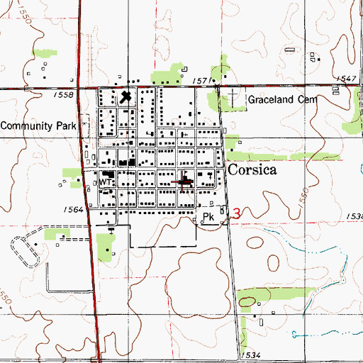 Topographic Map of Corsica Elementary School, SD