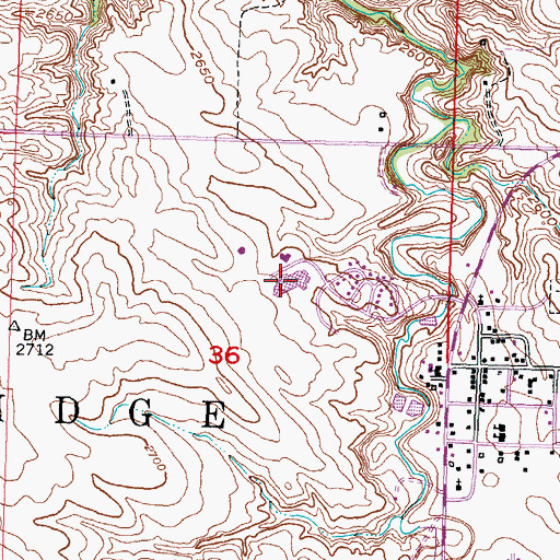 Topographic Map of Crazy Horse High School, SD