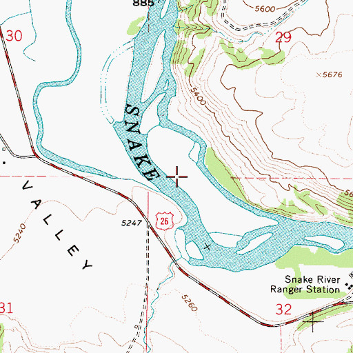Topographic Map of Staffel Island, ID