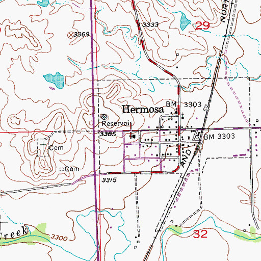 Topographic Map of Hermosa Elementary School, SD
