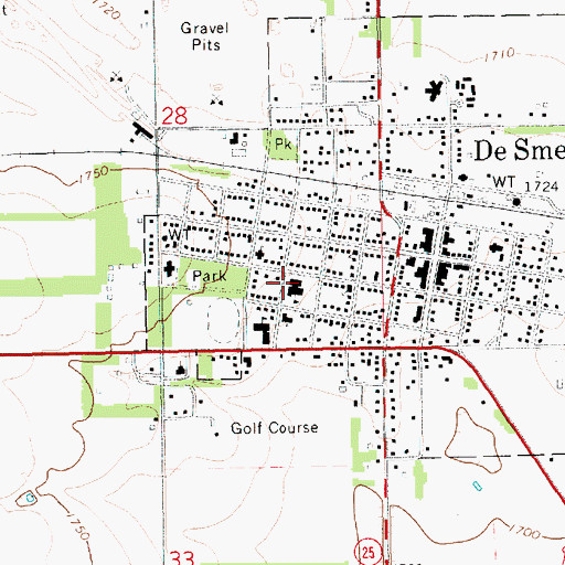 Topographic Map of De Smet Middle School, SD