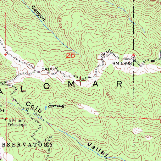 Topographic Map of Palomar Divide Truck Trail, CA