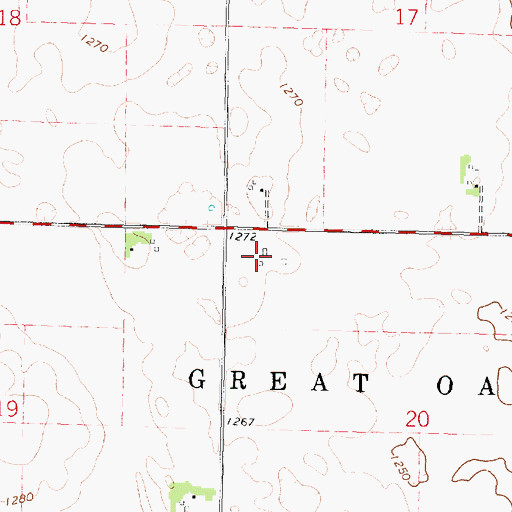 Topographic Map of Great Oak Farms, IA