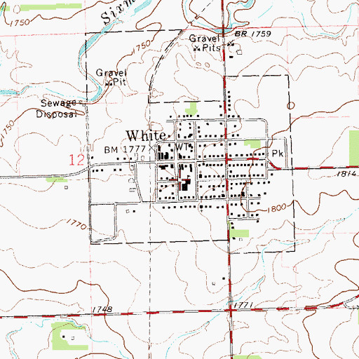 Topographic Map of Deubrook Junior High School, SD