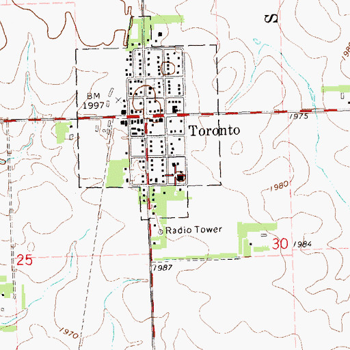 Topographic Map of Toronto Elementary School, SD