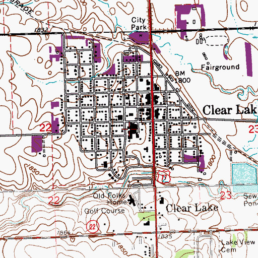 Topographic Map of Clear Lake Middle School, SD