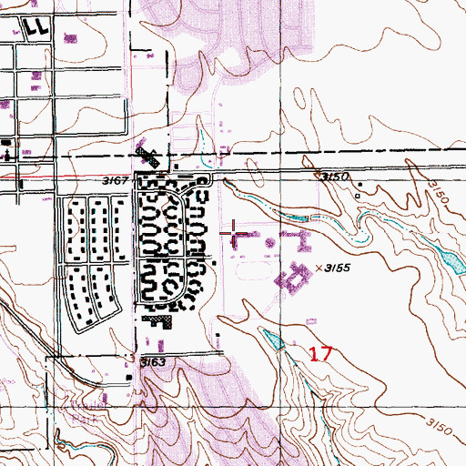 Topographic Map of Badger Clark/Carrousel Elementary School, SD
