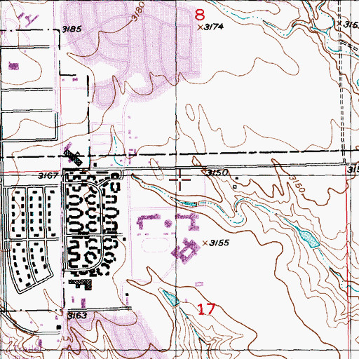 Topographic Map of Douglas Middle School, SD