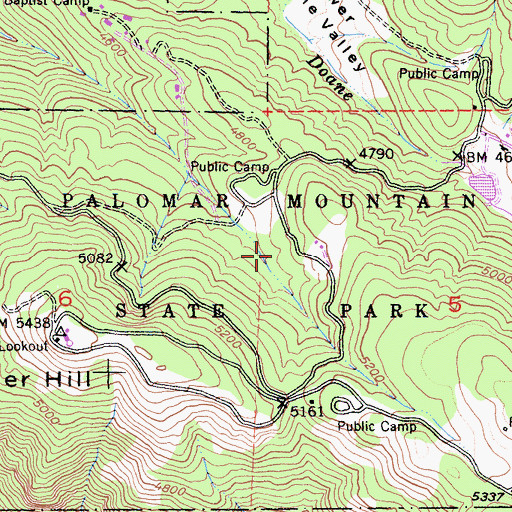 Topographic Map of Palomar Mountain State Park, CA
