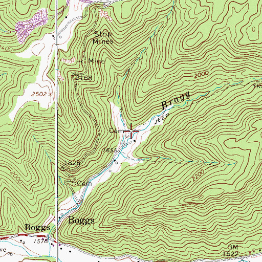 Topographic Map of Bragg Run Cemetery, WV