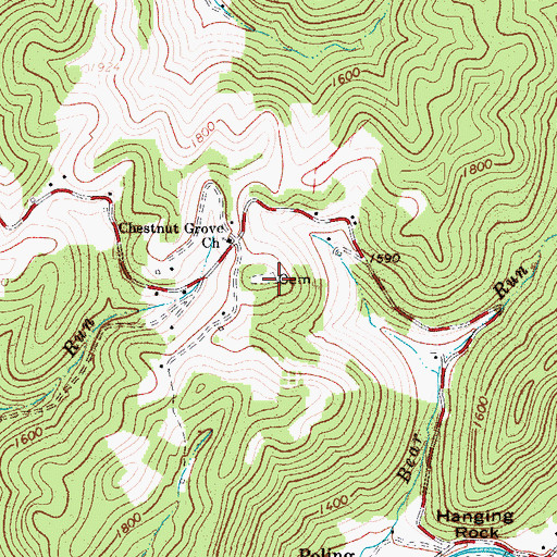 Topographic Map of Chestnut Grove Cemetery, WV