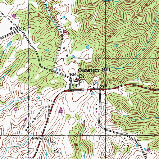 Topographic Map of Cemetery Hill Cemetery, KY