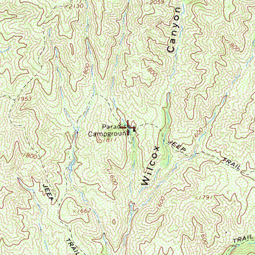 Topographic Map of Paradise Campground, CA
