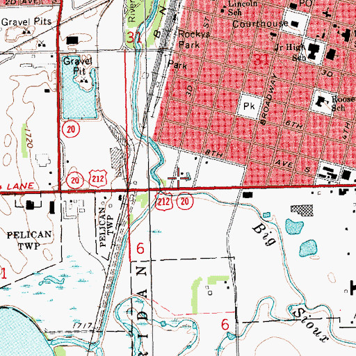 Topographic Map of Watertown Family Aquatic Center, SD