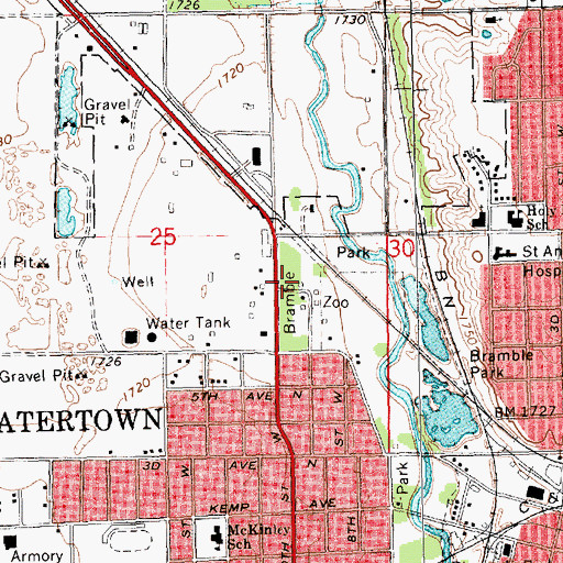 Topographic Map of Bramble Park Zoo, SD