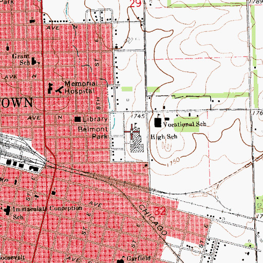 Topographic Map of Watertown Civic Arena, SD